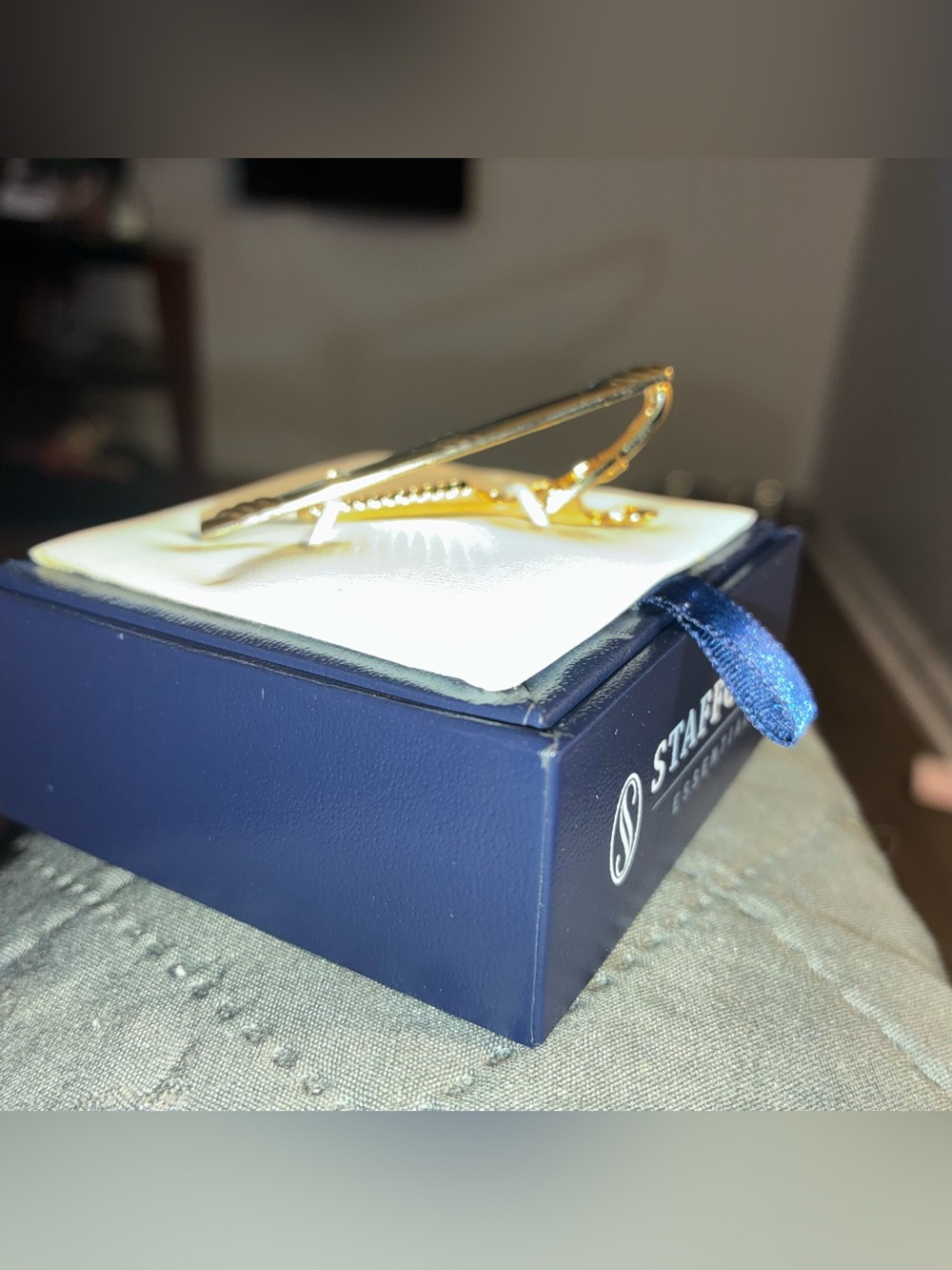 Stafford Gold-Tone Tie Clip with Clear Accent - Picture 3 of 5